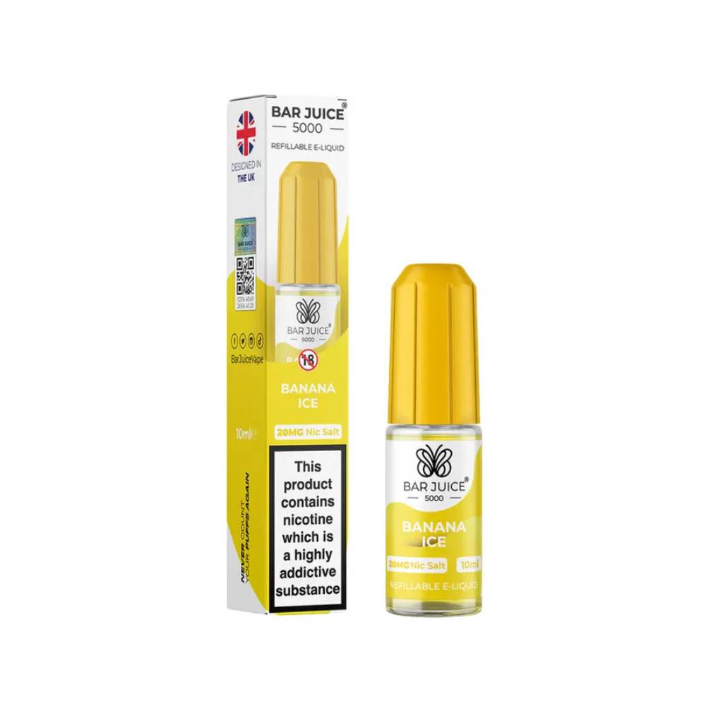 Bar Juice Nic Salts E-Liquids 10ml Box of 10 Banana Ice 20mg