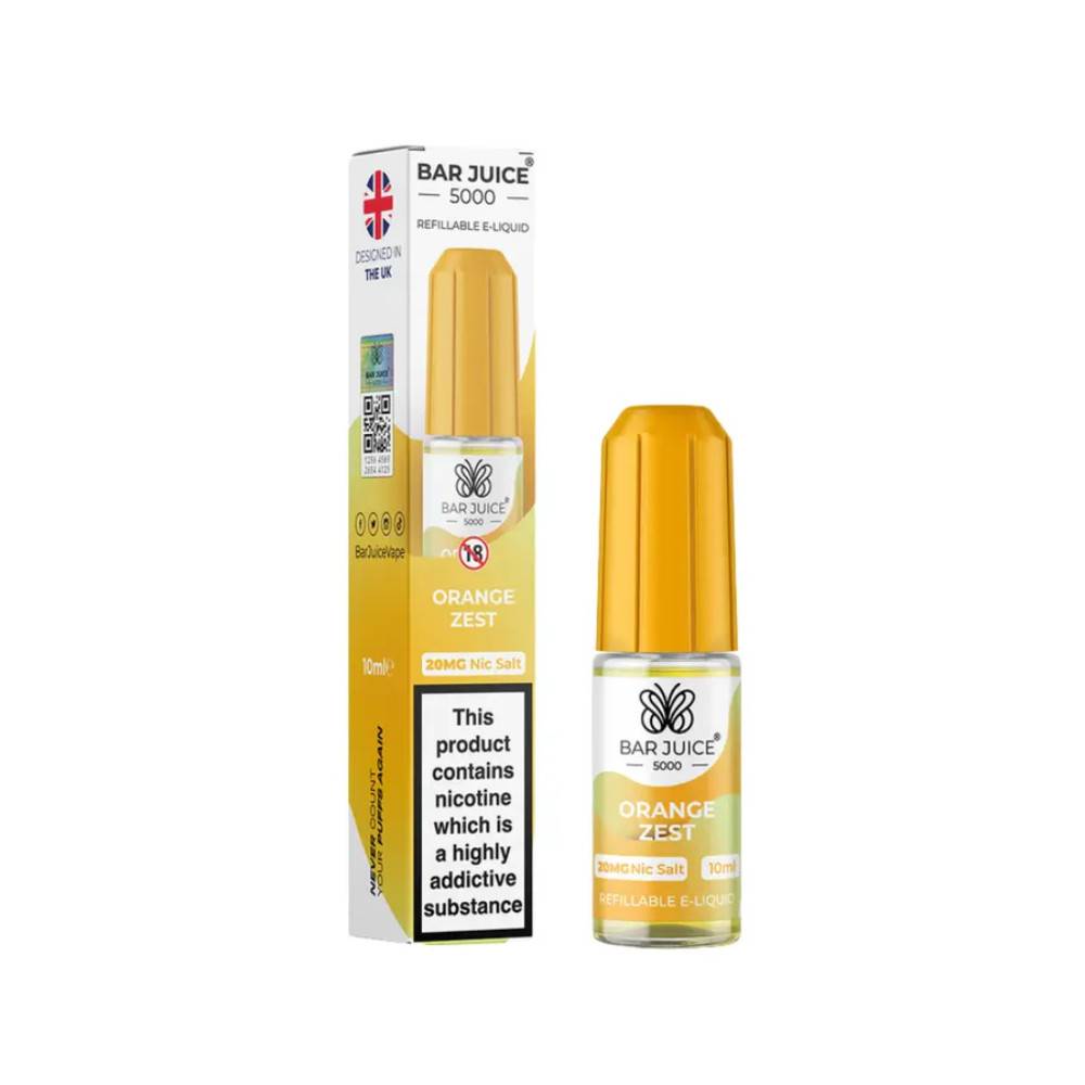 Bar Juice Nic Salts E-Liquids 10ml Box of 10 Orange Zest 20mg