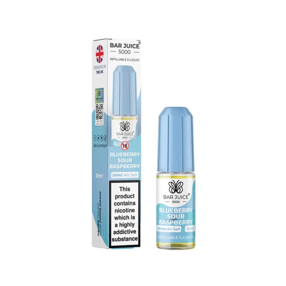 Bar Juice Nic Salts E-Liquids 10ml Box of 10 Blue Sour Raspberry 20mg
