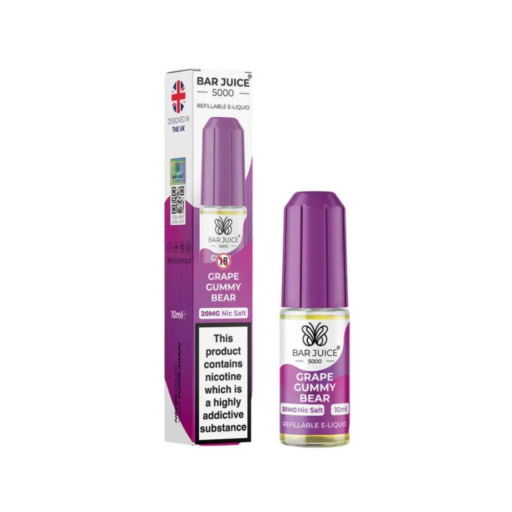 Bar Juice Nic Salts E-Liquids 10ml Box of 10 Grape Gummy Bear 20mg