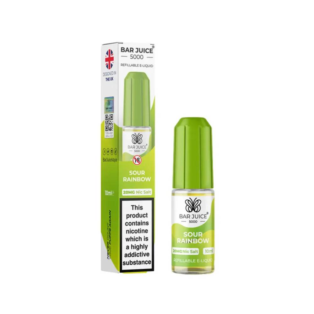 Bar Juice Nic Salts E-Liquids 10ml Box of 10 Sour Rainbow 20mg