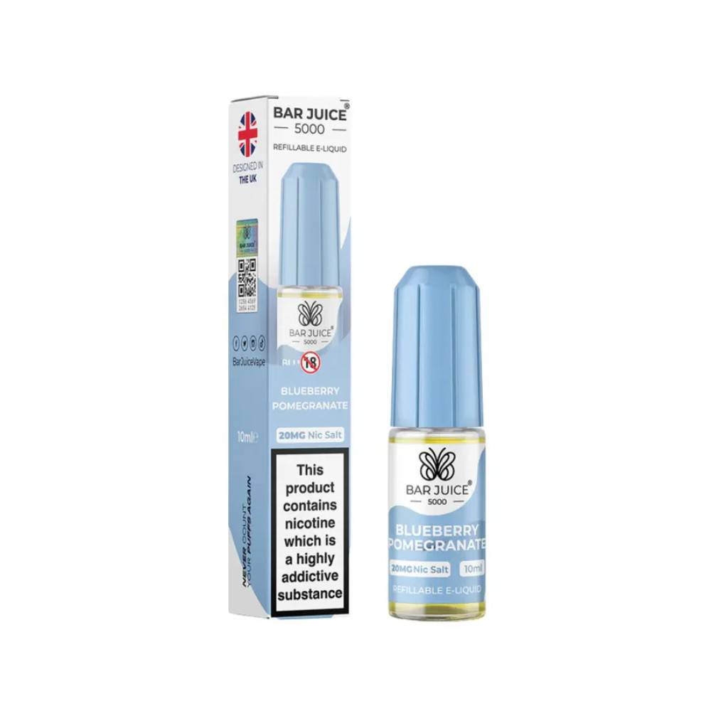 Bar Juice Nic Salts E-Liquids 10ml Box of 10 Blueberry Pomegranate 20mg