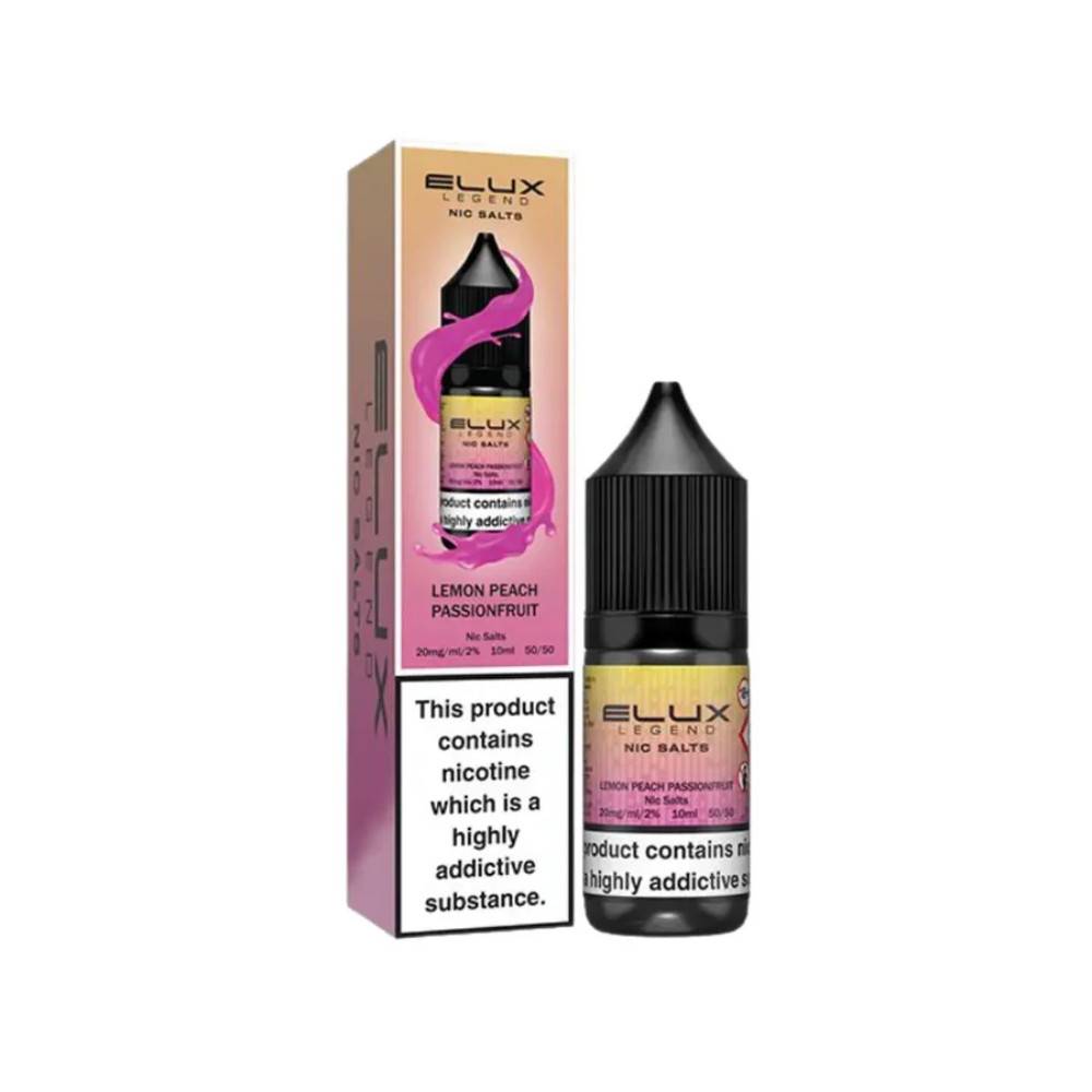 Elux Legend Nic Salts E-Liquids 10ml Box of 10 Lemon Peach Passionfruit 10mg