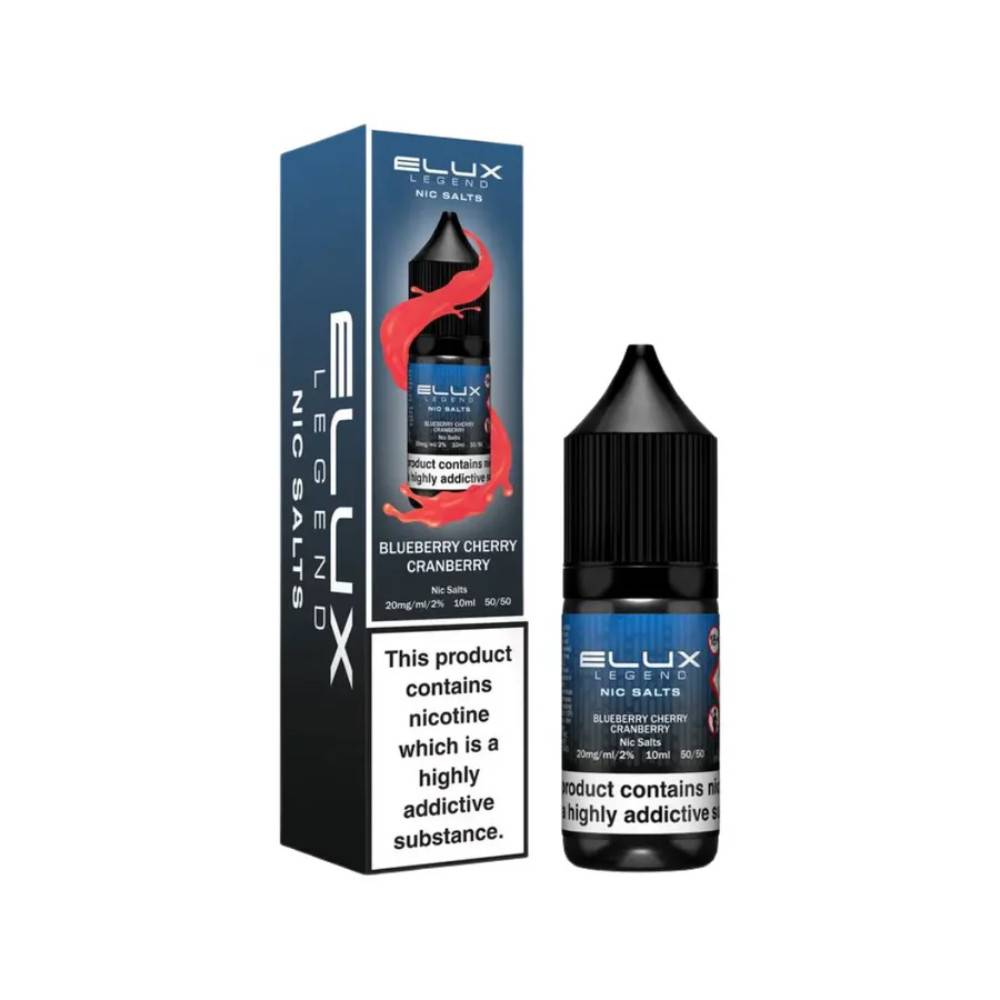 Elux Legend Nic Salts E-Liquids 10ml Box of 10 Blueberry Cherry Cranberry 20mg