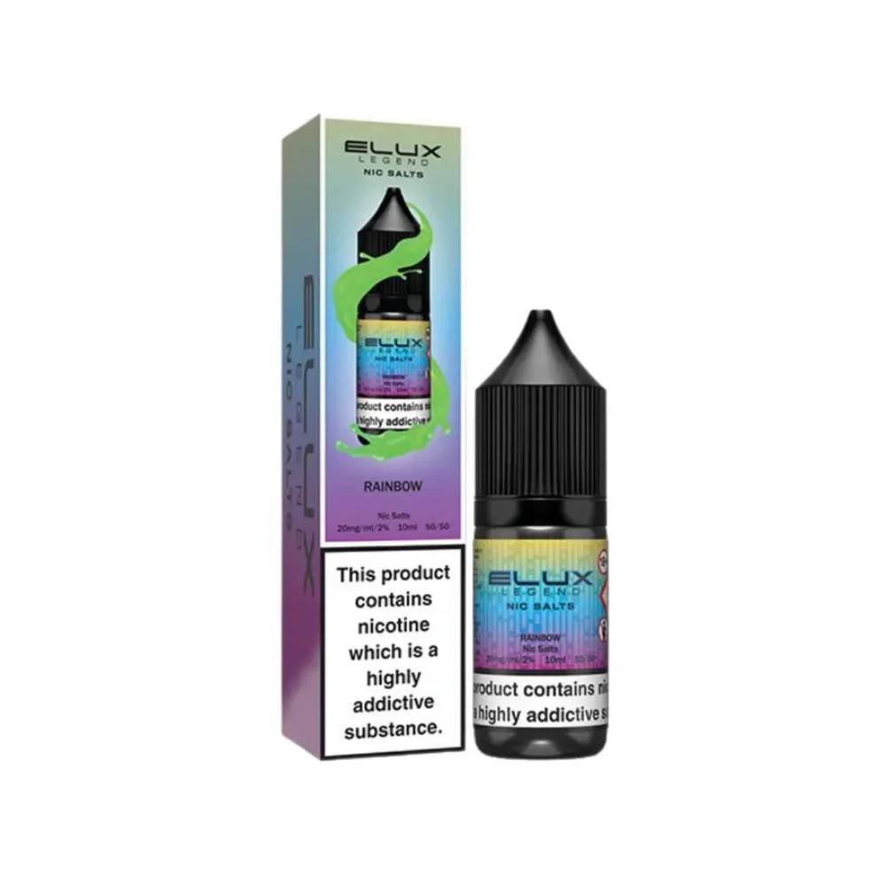 Elux Legend Nic Salts E-Liquids 10ml Box of 10 Rainbow 20mg