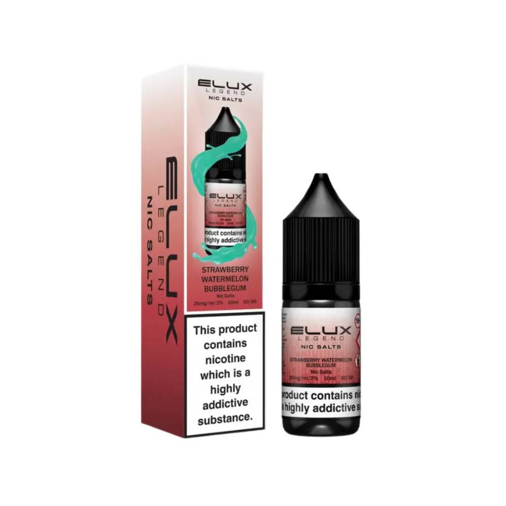 Elux Legend Nic Salts E-Liquids 10ml Box of 10 Strawberry Watermelon Bubble Gum 20mg