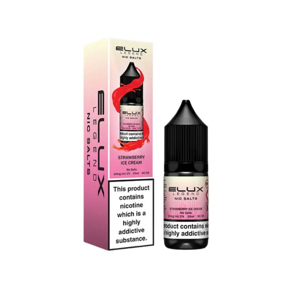 Elux Legend Nic Salts E-Liquids 10ml Box of 10 Strawberry Ice Cream 20mg