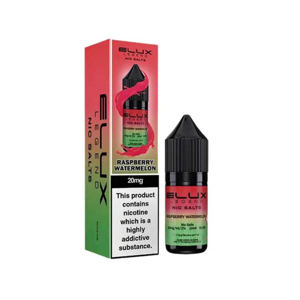 Elux Legend Nic Salts E-Liquids 10ml Box of 10 Raspberry Watermelon 20mg