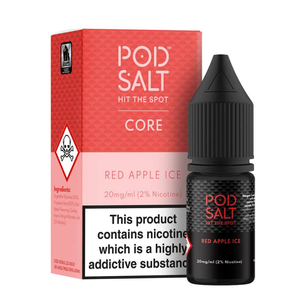 Pod Salt Core Nic Salts e liquids 10ml Box of 5 Red Apple Ice 20mg