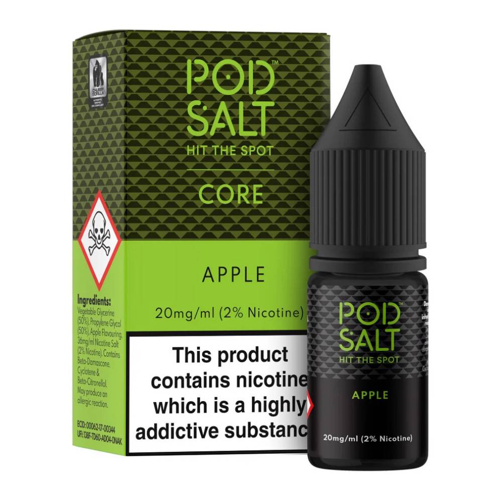 Pod Salt Core Nic Salts e liquids 10ml Box of 5 Apple 20mg