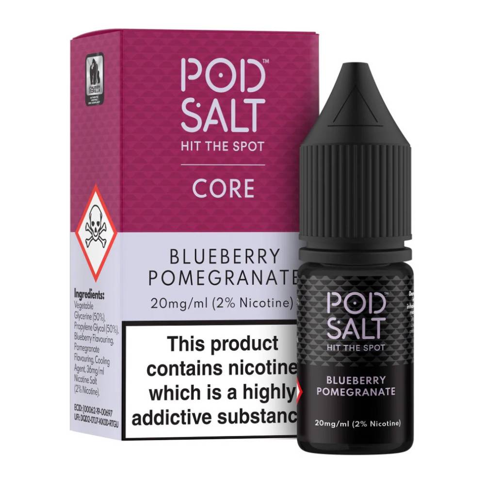 Pod Salt Core Nic Salts e liquids 10ml Box of 5 Blueberry Pomegranate 20mg