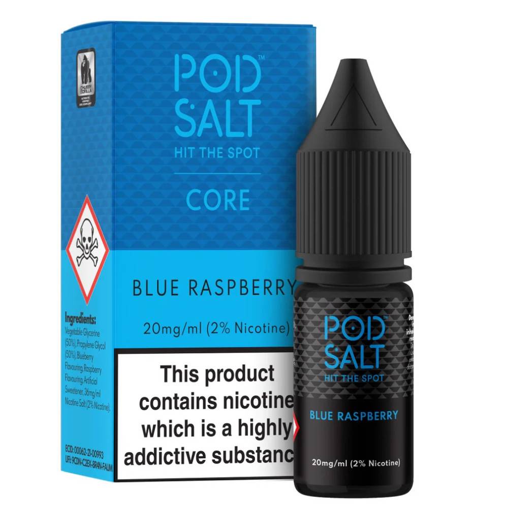 Pod Salt Core Nic Salts e liquids 10ml Box of 5 Blue Raspberry 11mg