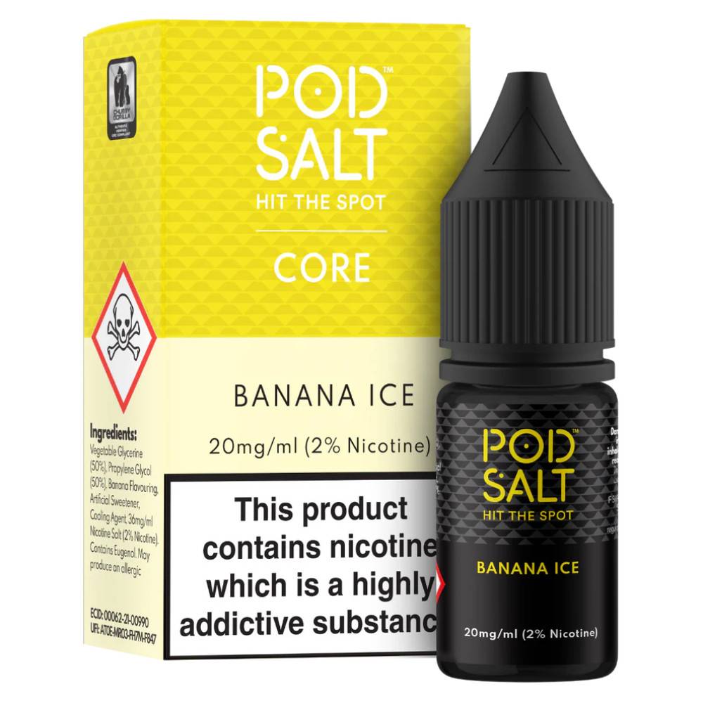Pod Salt Core Nic Salts e liquids 10ml Box of 5 Banana Ice 20mg