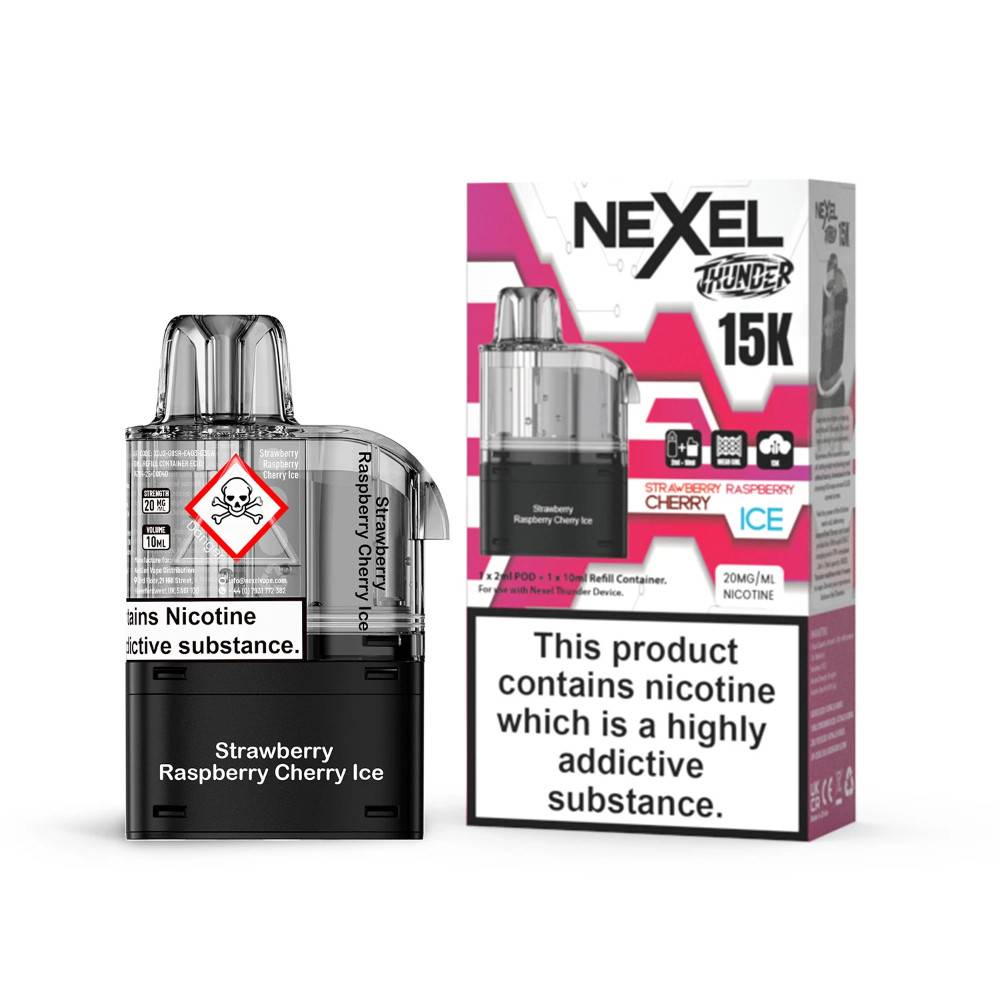 Nexel Thunder 15k Pods Pack of 10 Strawberry Raspberry Cherry Ice