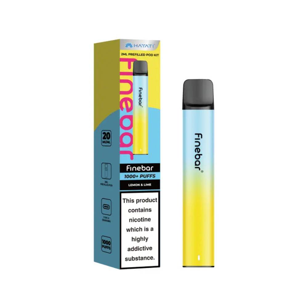 Hayati Finebar Prefilled Vape Kit Box of 10 Lemon Lime