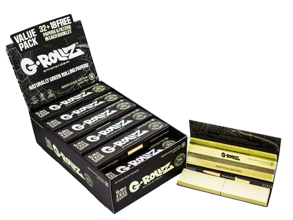 G-ROLLZ Organic Medicago Sativa King Size Rolling Papers - (Pack of 24)