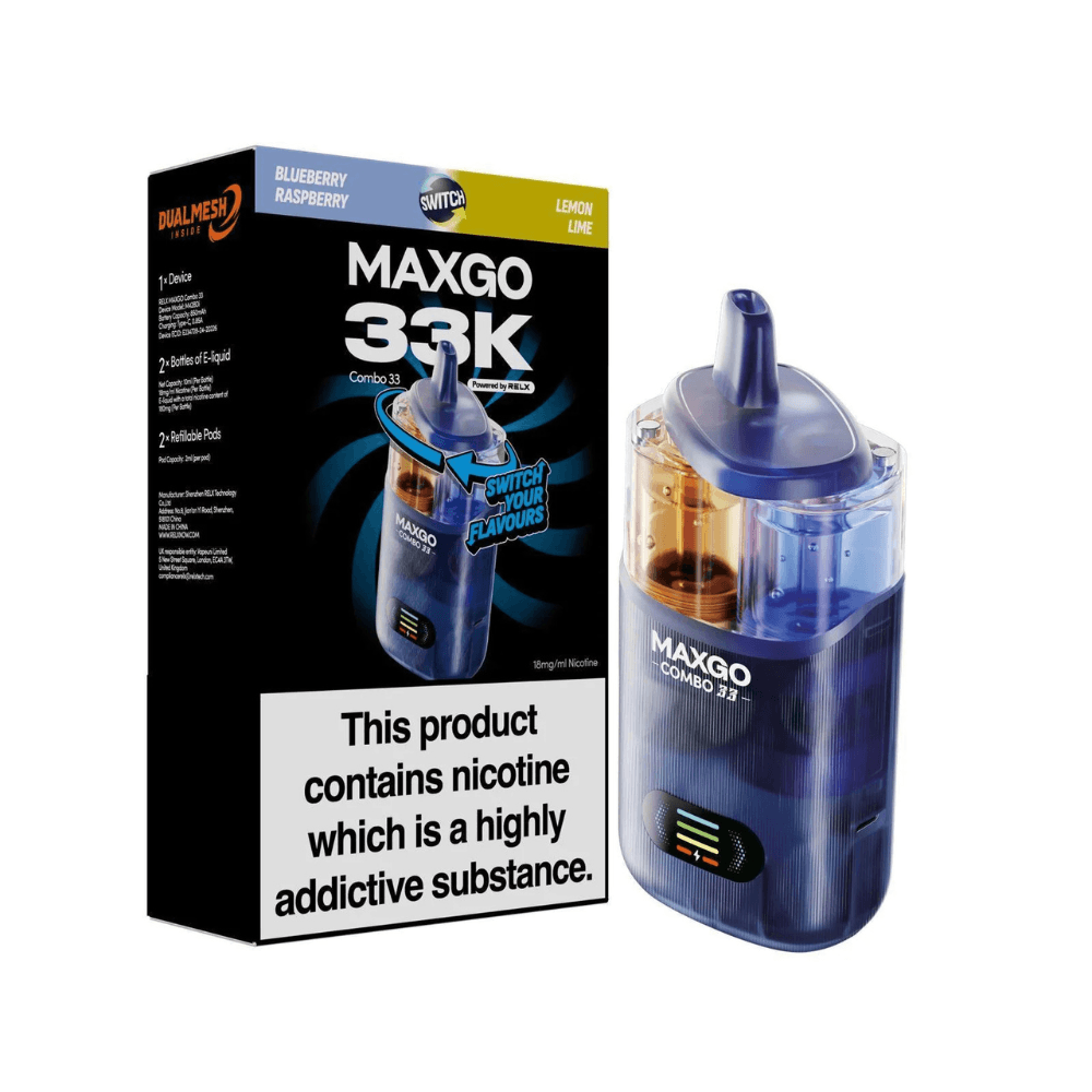 Maxgo 33k Prefilled Vape Kit Box of 3 Blueberry Raspberry / Lemon Lime