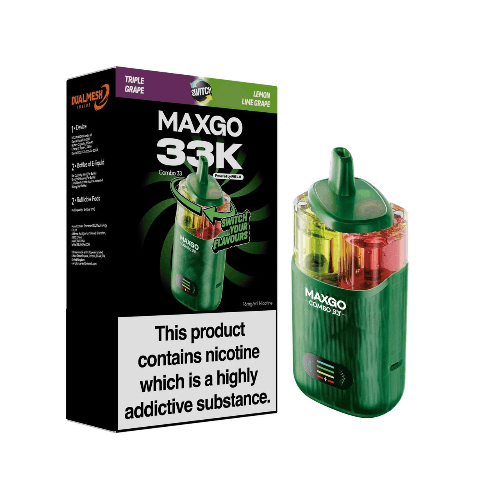 Maxgo 33k Prefilled Vape Kit Box of 3 Triple Grape / Lemon Lime Grape