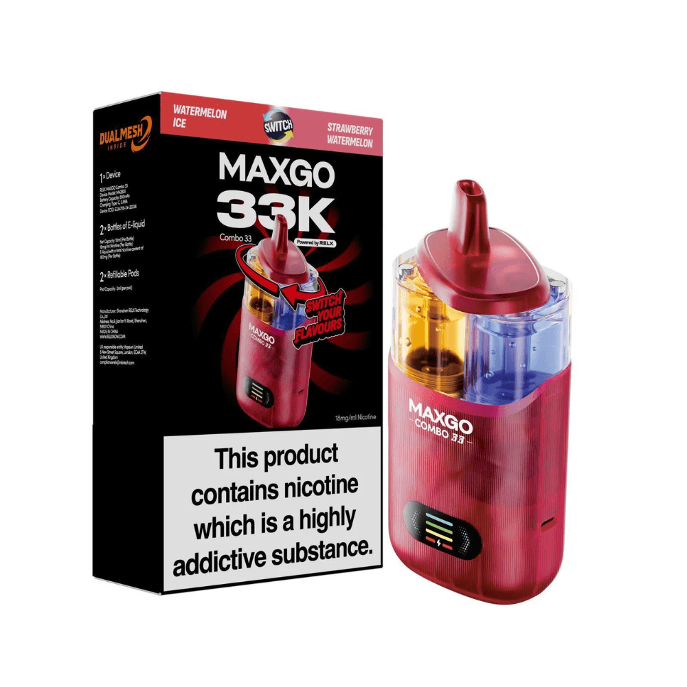 Maxgo 33k Prefilled Vape Kit Box of 3 Watermelon Ice / Strawberry Watermelon