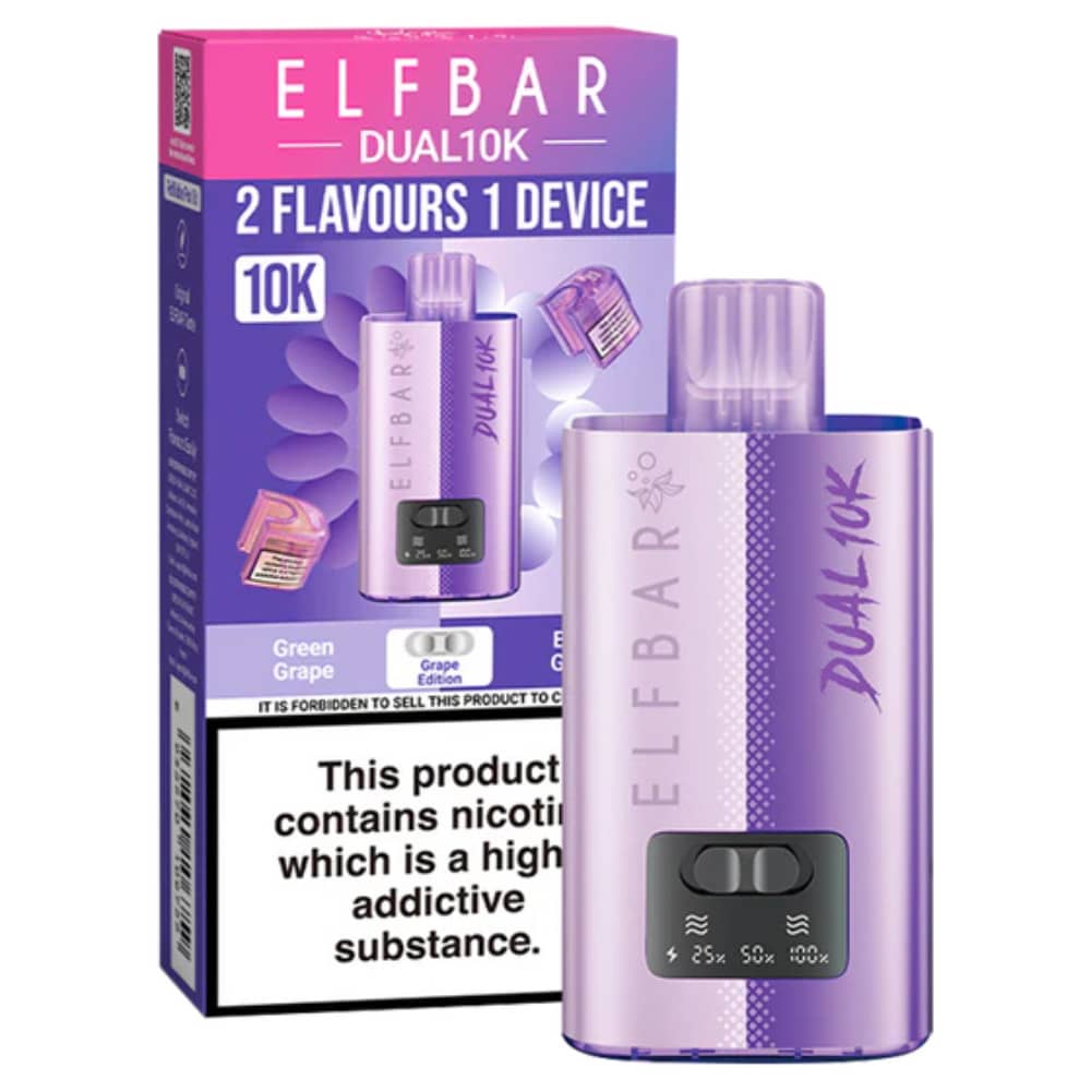 Elf Bar Dual 10k Vape Kit Box of 5 Grape Edition