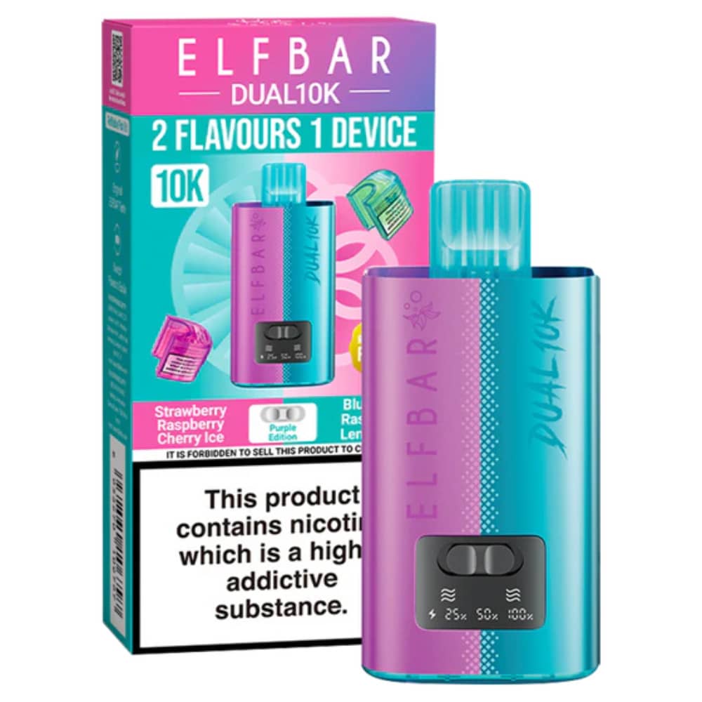 Elf Bar Dual 10k Vape Kit Box of 5 Purple Edition