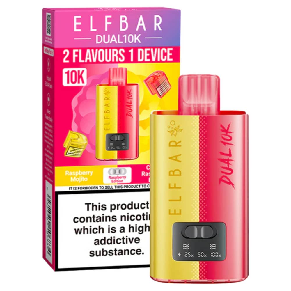 Elf Bar Dual 10k Vape Kit Box of 5 Raspberry Edition