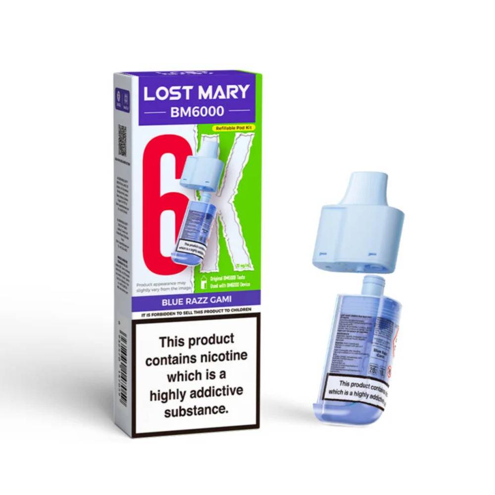 Lost Mary Bm6000 Pods Pack of 5 Blue Razz Gami