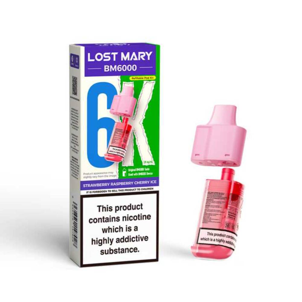 Lost Mary Bm6000 Pods Pack of 5 Strawberry Raspberry Cherry Ice