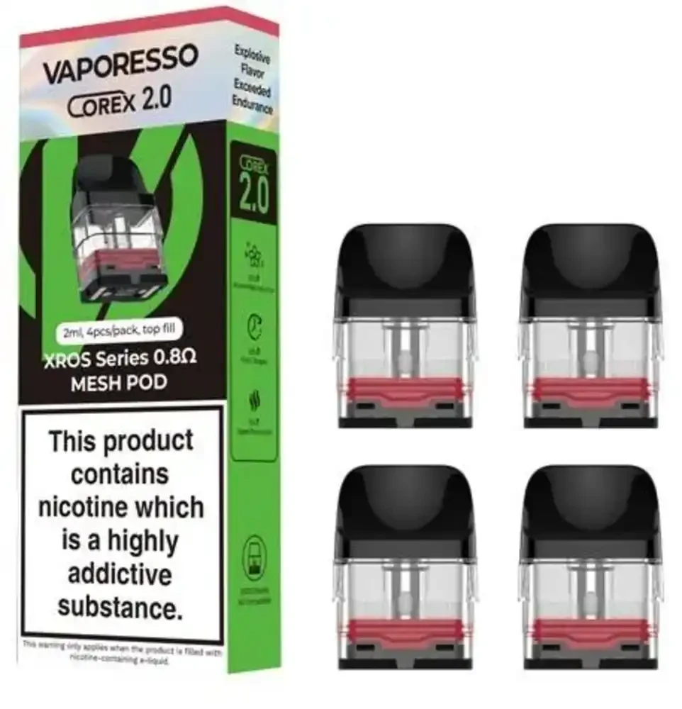 Vaporesso Xros Corex 2.0 Replacement Pods 4 Packs 0.8ohm Mesh Pod