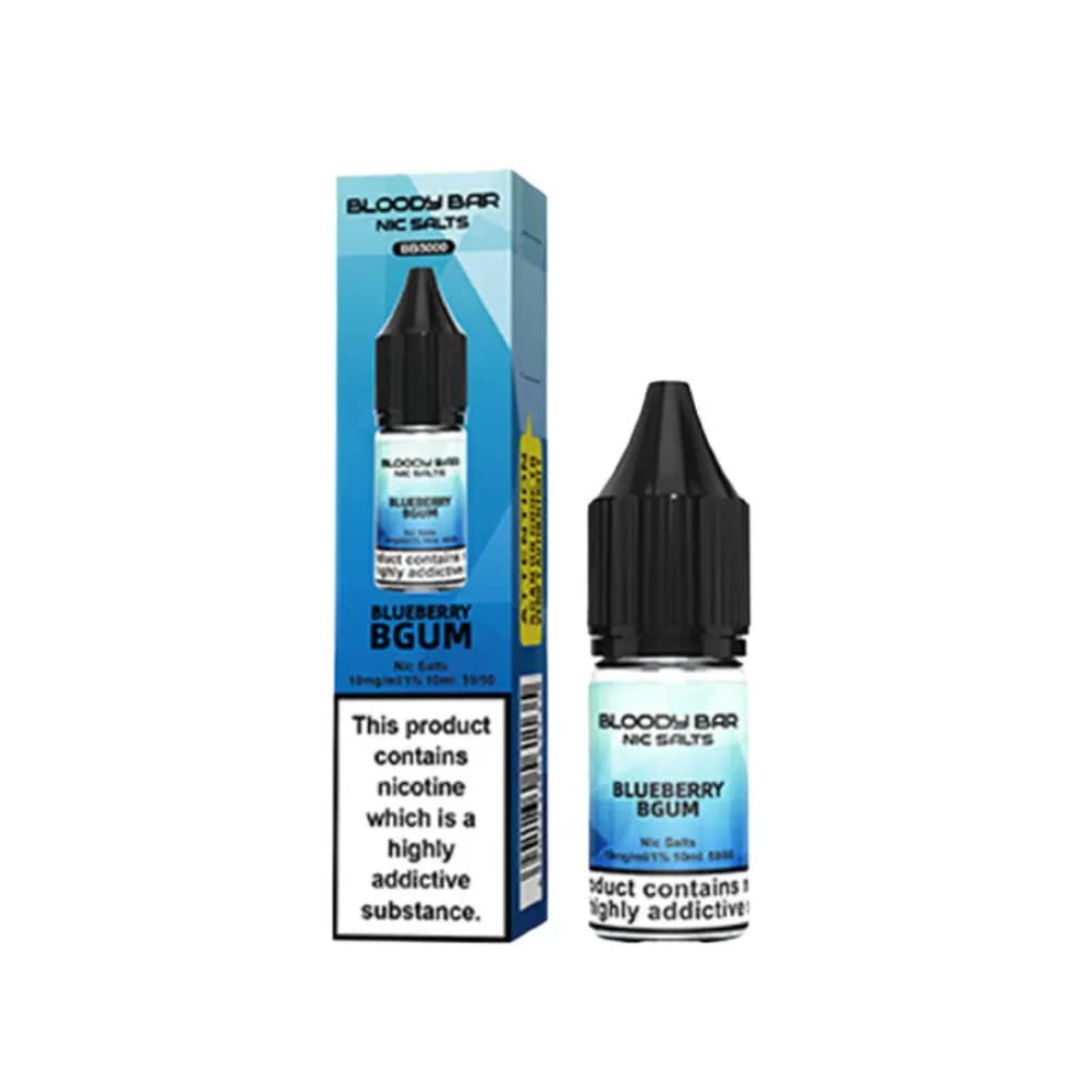 Bloody Bar Nic Salts e liquids 10ml Box of 10 Blueberry BGum 10mg