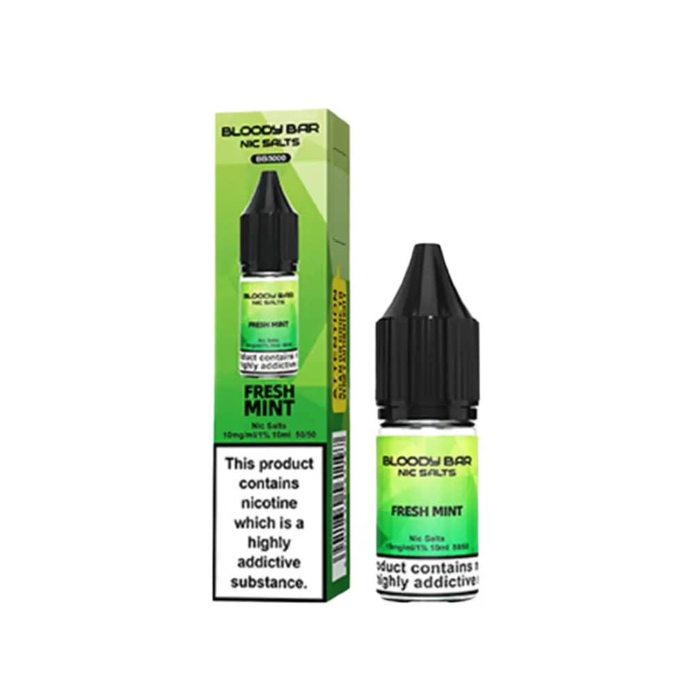 Bloody Bar Nic Salts e liquids 10ml Box of 10 Fresh Mint 10mg