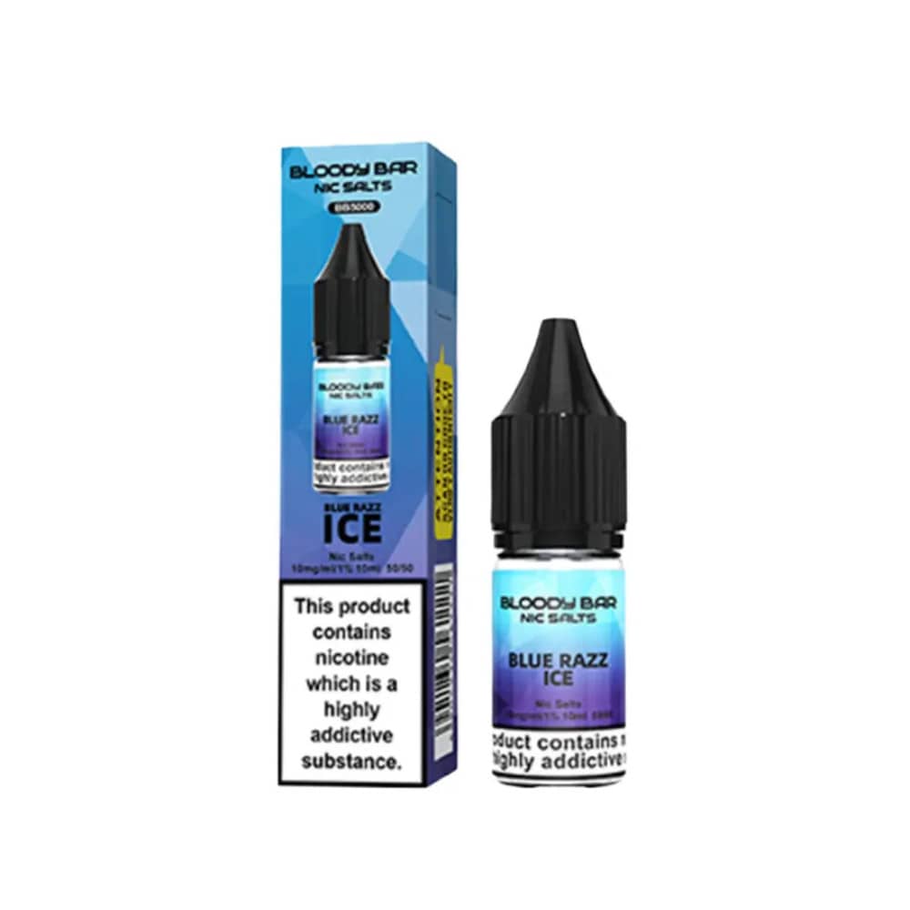 Bloody Bar Nic Salts e liquids 10ml Box of 10 Blue Razz Ice 20mg