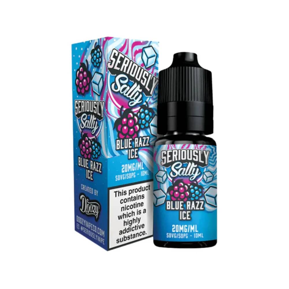 Doozy Seriously Salty Nic Salts e liquids 10ml Box of 10 Blue Razz Ice 10mg