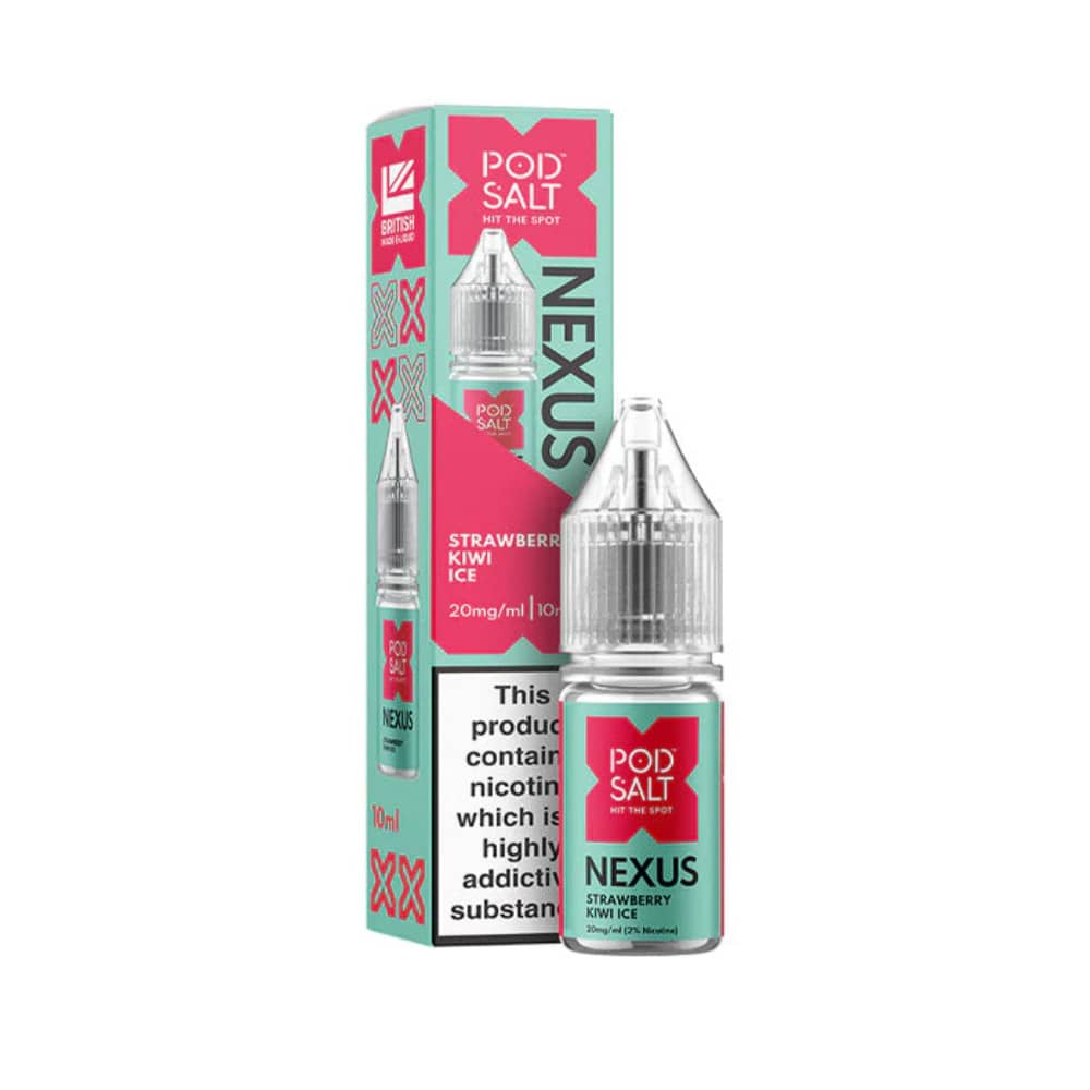 Pod Salt Nexus e liquids 10ml Box of 10 Strawberry Kiwi Ice 20mg