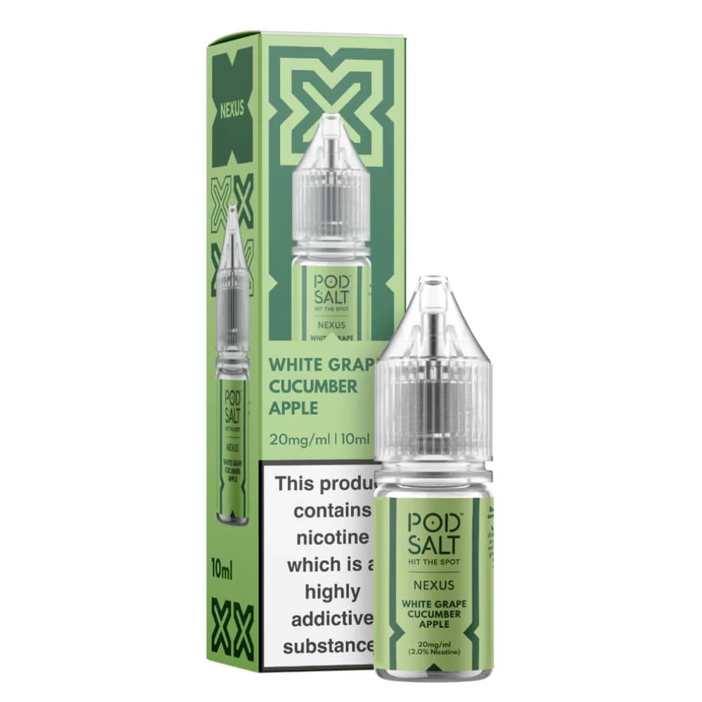 Pod Salt Nexus e liquids 10ml Box of 10 White Grape Cucumber 10mg