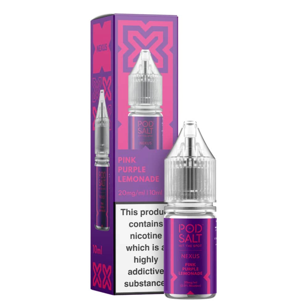Pod Salt Nexus e liquids 10ml Box of 10 Pink Purple Lemonade 20mg