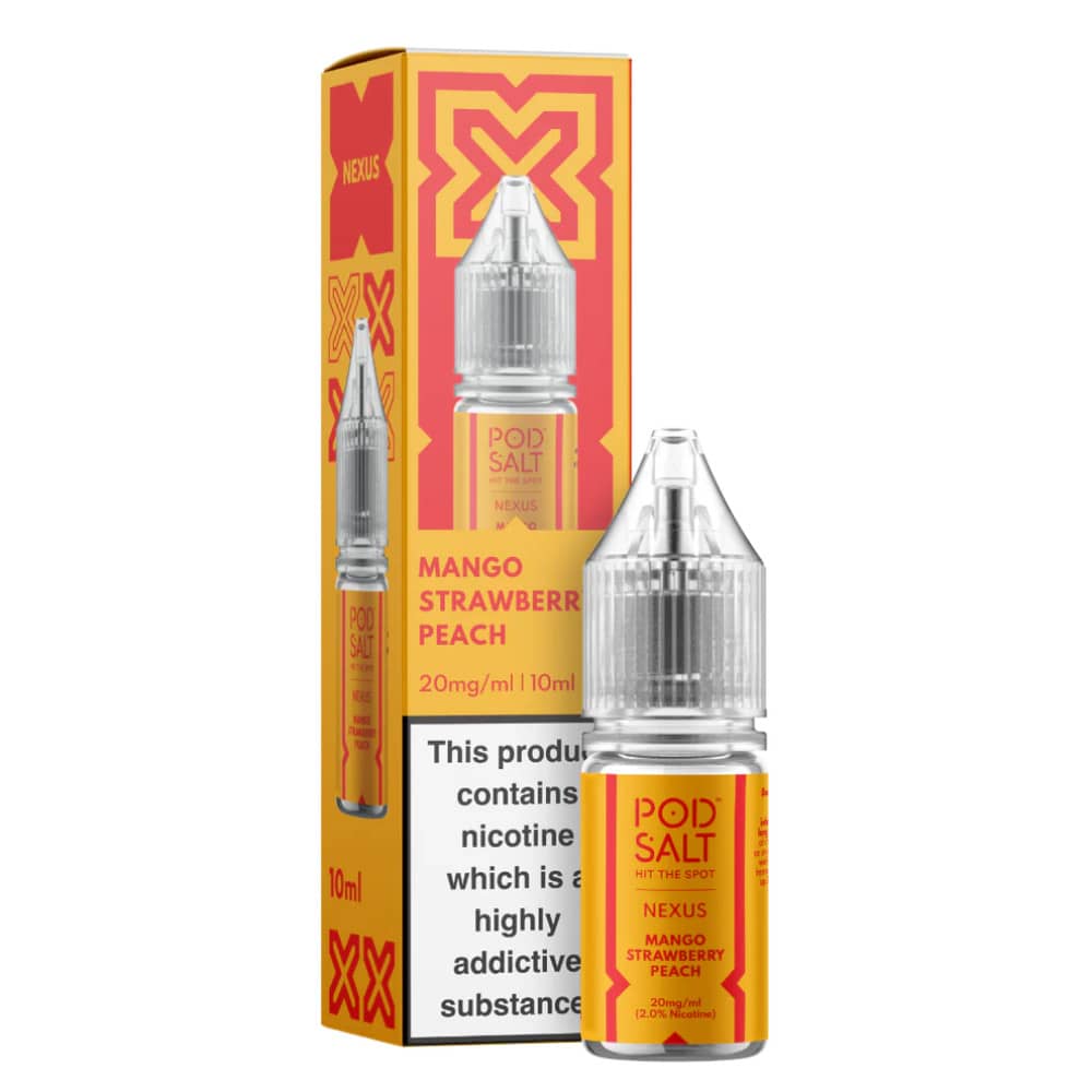 Pod Salt Nexus e liquids 10ml Box of 10 Mango Strawberry Peach 10mg