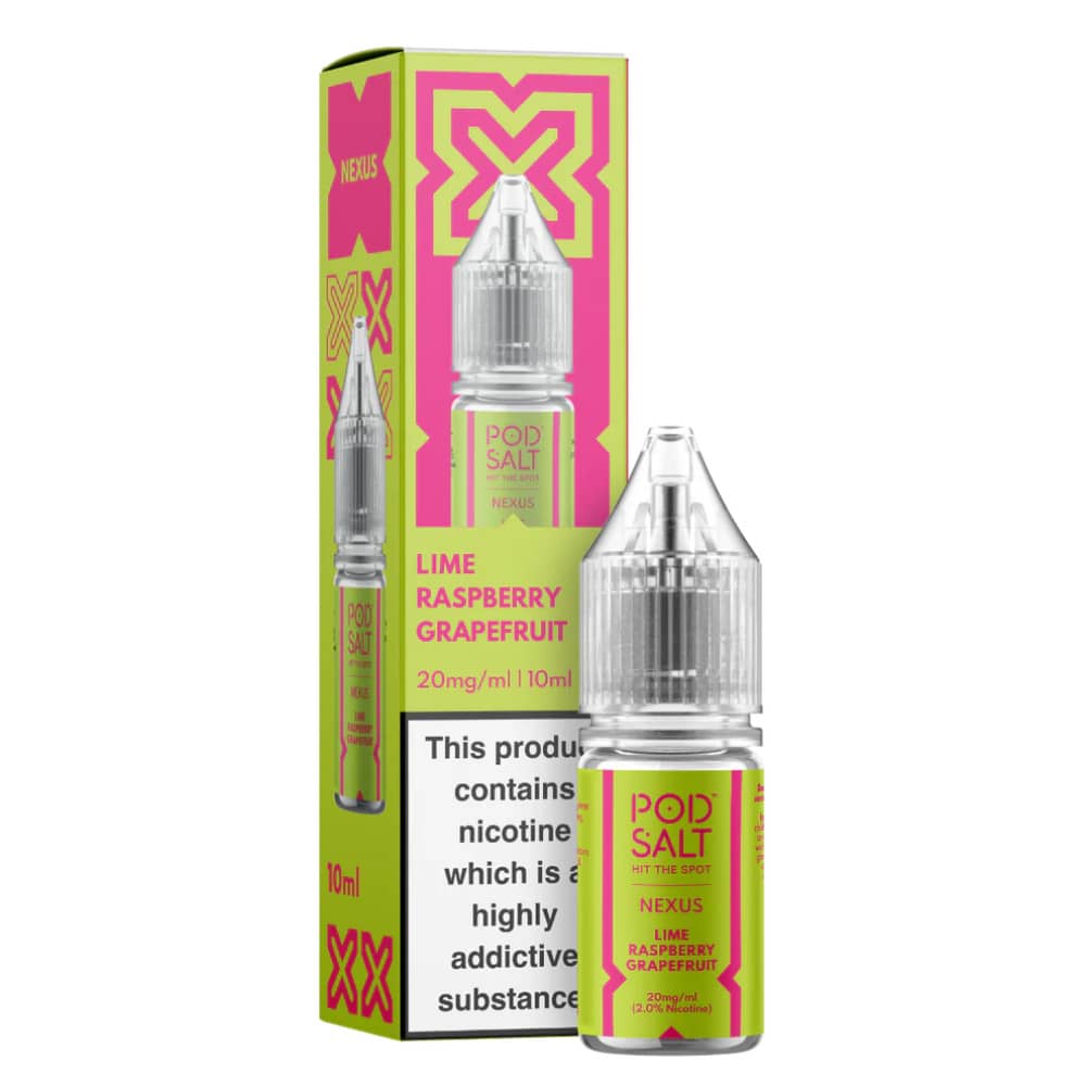 Pod Salt Nexus e liquids 10ml Box of 10 Lime Raspberry Grapefruit 20mg