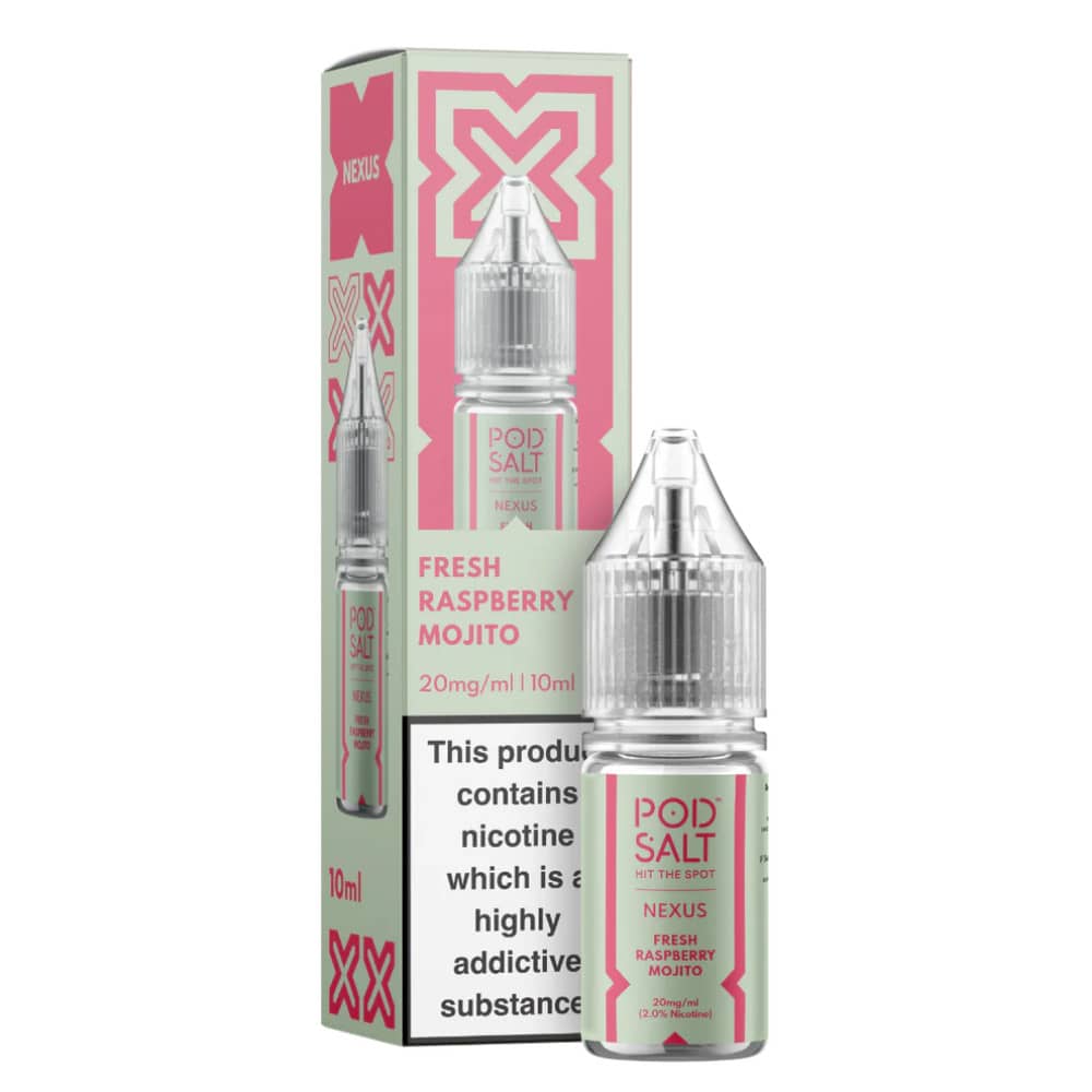 Pod Salt Nexus e liquids 10ml Box of 10 Fresh Raspberry Mojito 10mg