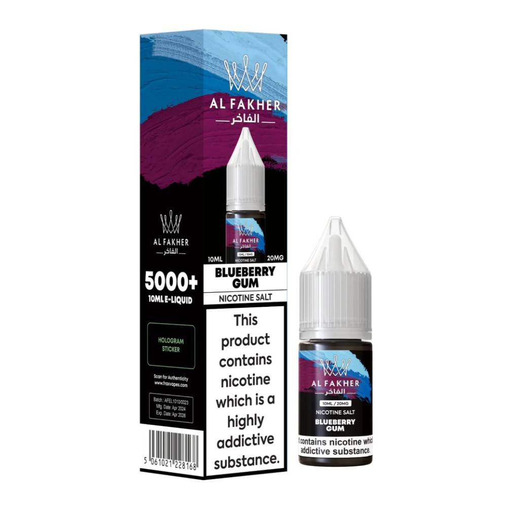 Al Fakher Nic Salts e liquids 10ml Box of 10 Blueberry Gum 20mg