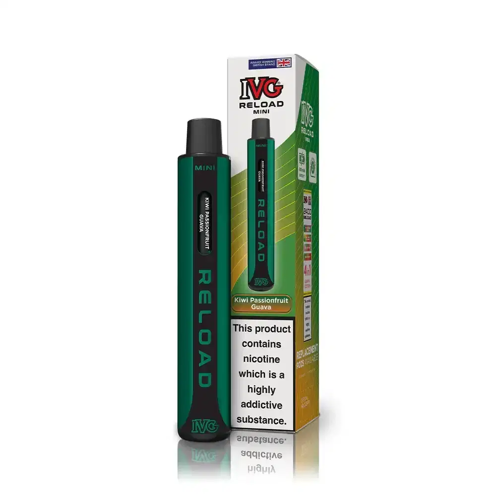 IVG Reload Mini 600 Vape Kit Box of 10 Kiwi Passionfruit Guava