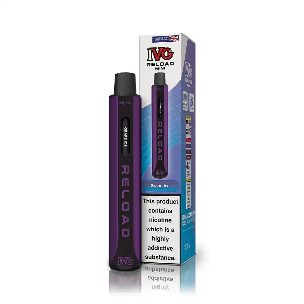 IVG Reload Mini 600 Vape Kit Box of 10 Grape Ice