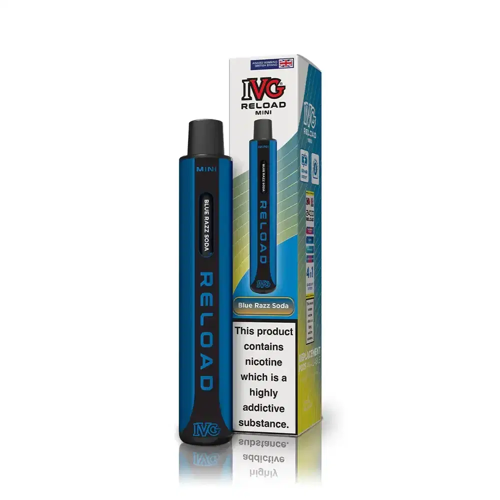 IVG Reload Mini 600 Vape Kit Box of 10 Blue Razz Soda