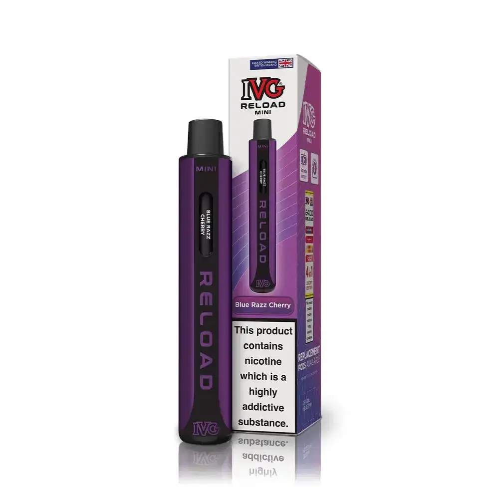 IVG Reload Mini 600 Vape Kit Box of 10 Blue Razz Cherry
